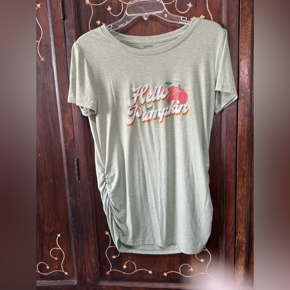 Sonoma MATERNITY SAGE GREEN Ruched Short Sleeve Tee